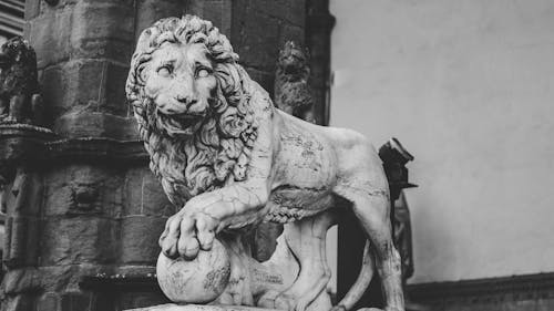 灰色混凝土獅子雕像