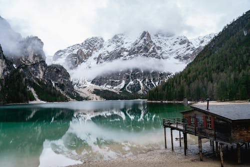 View of Pragser Wildsee in Prags Dolomites in South Tyrol, Italy