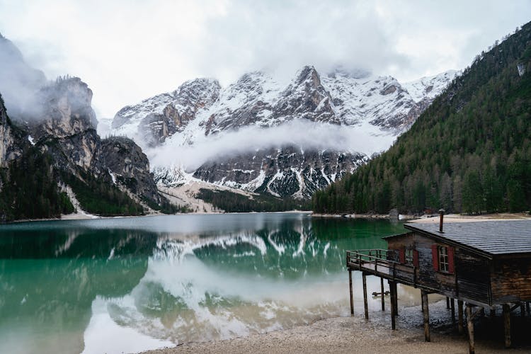 View Of Pragser Wildsee In Prags Dolomites In South Tyrol, Italy