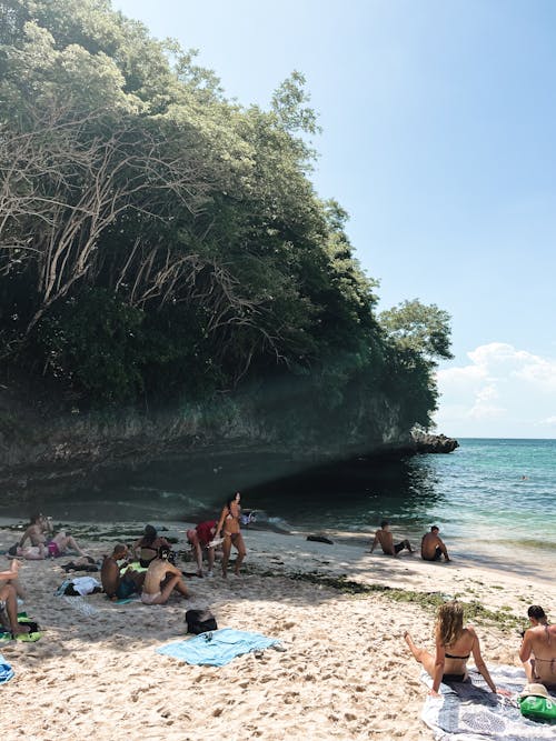 People on Beach in Bay on Sea Shore