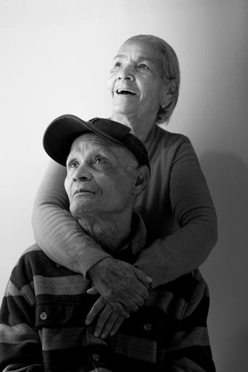 Black and White Portrait of an Elderly Couple 