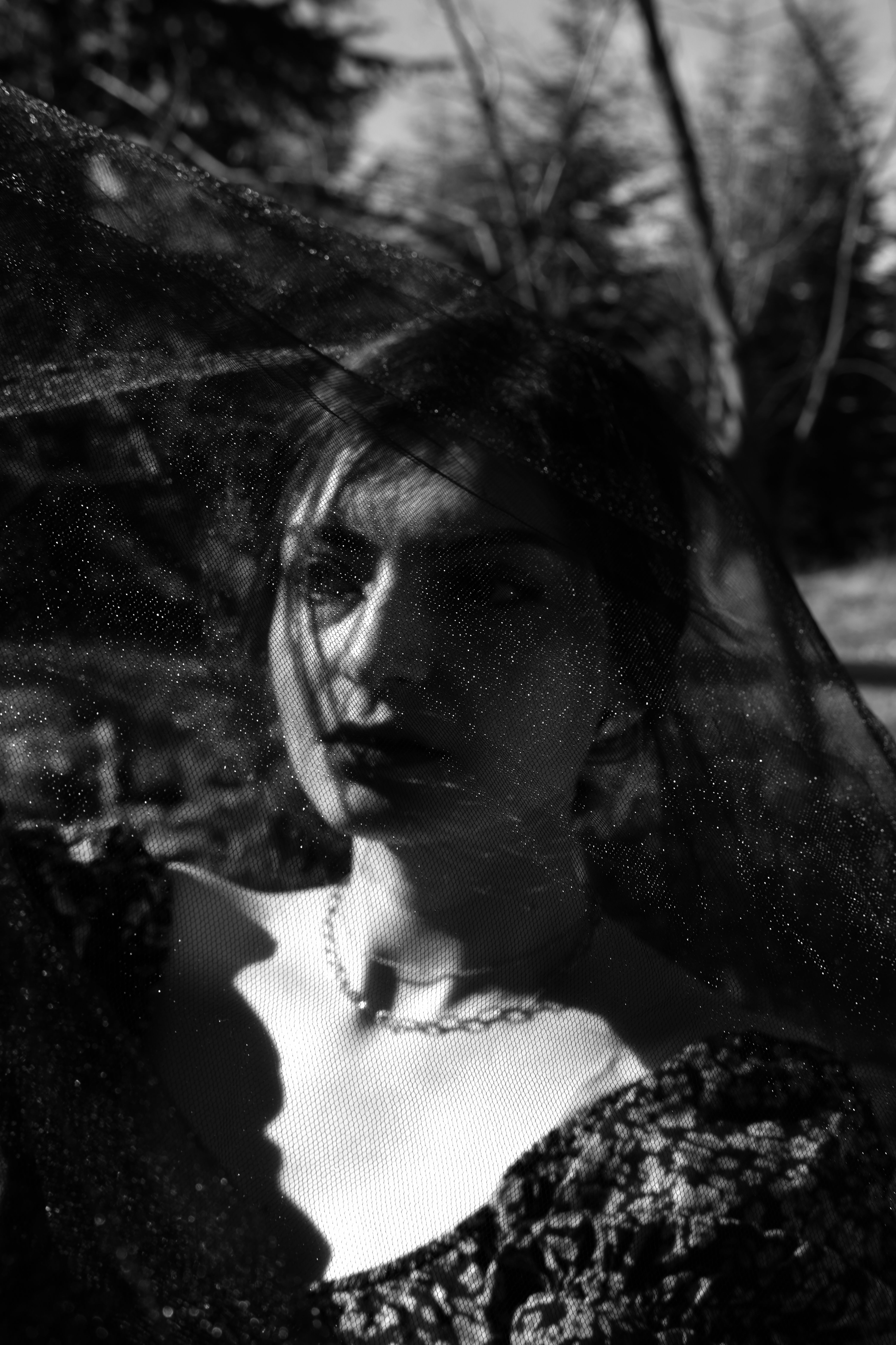 Woman in Veil in Black and White · Free Stock Photo