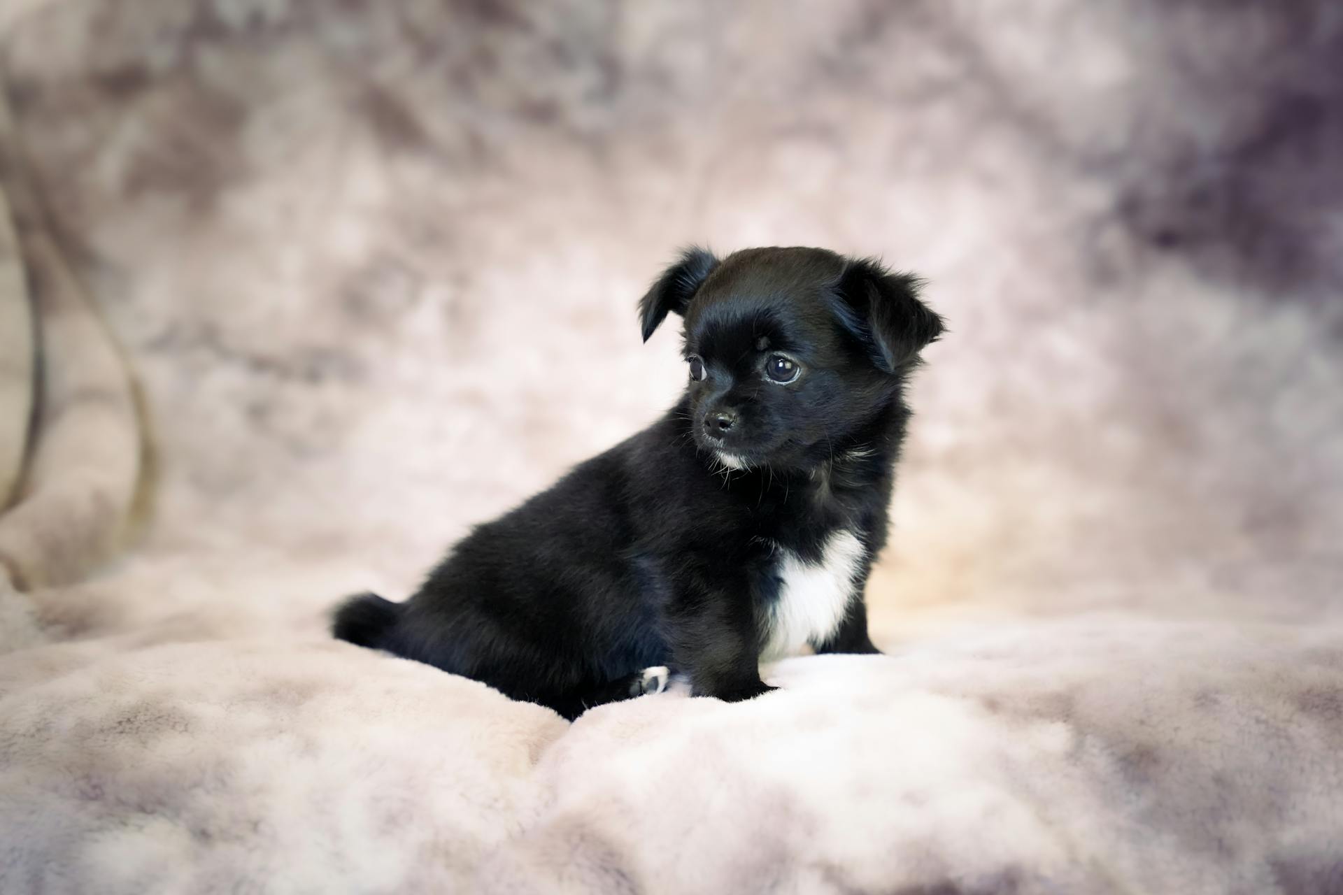 Studio Shot of a Black and White Chihuahua Puppy