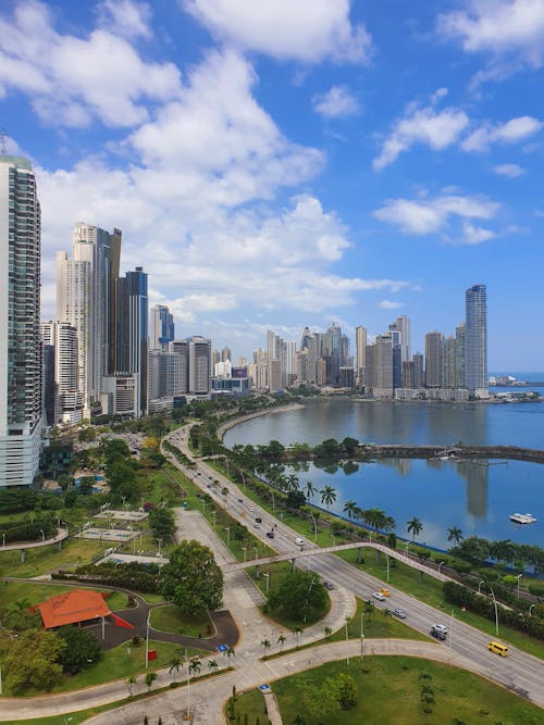 Free View of the Skyscrapers on the Shore in Panama City, Panama  Stock Photo