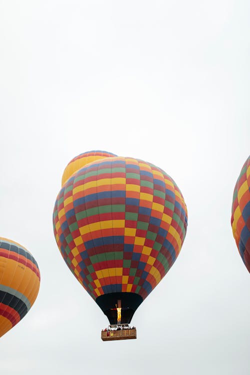 A group of hot air balloons are flying in the sky