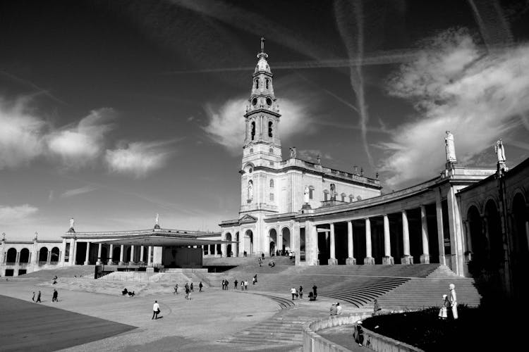 Sanctuary Of Our Lady Of Fatima In Black And White