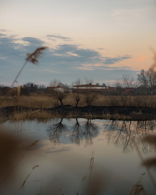 Lake in Countryside at Sunset