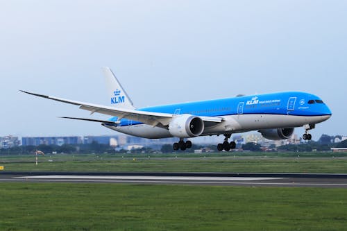 Landing Boeing 787-9 Dreamliner of KLM Royal Dutch Airlines