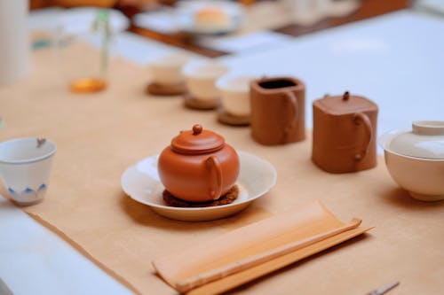 Free Porcelain Tableware on Table Stock Photo