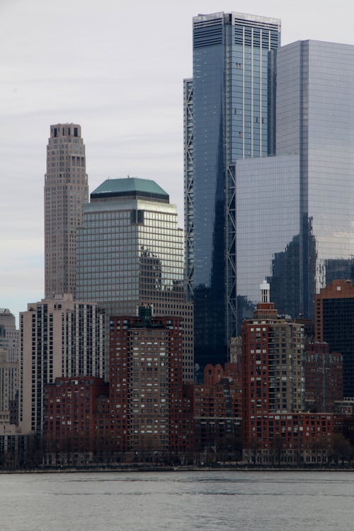 View of Waterfront Skyscrapers in New York City, New York, USA