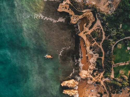 Sahil şeridinin üstten Görünüm Fotoğrafı