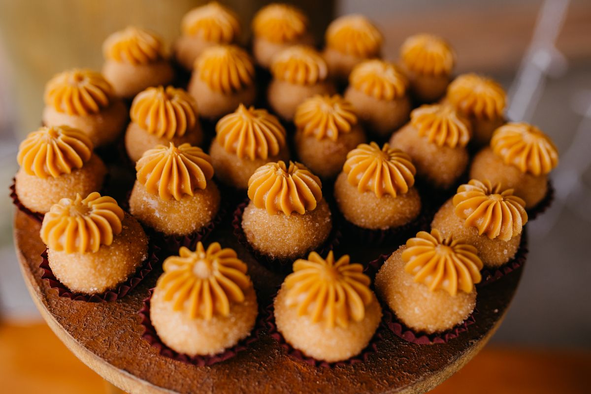 Close-up of assorted sweet pastries with decorative frosting, perfect for desserts and celebrations.