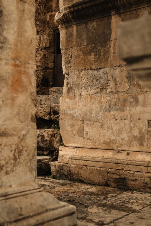 Free Close-up of ancient stone architecture showcasing historical ruins and textures. Stock Photo