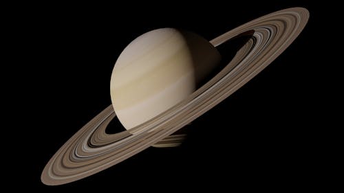Planet with Rings in Space