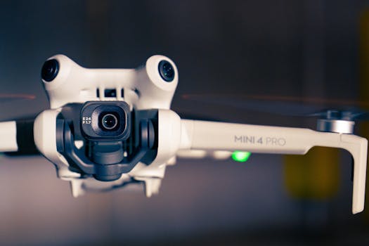 Detailed view of a Mini 4 Pro drone showcasing its technology and design.
