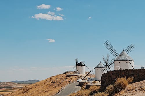 Windmills on Hill in Castille La Mancha