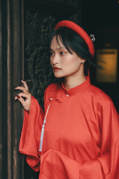 Portrait of Woman in Red, Traditional Clothing