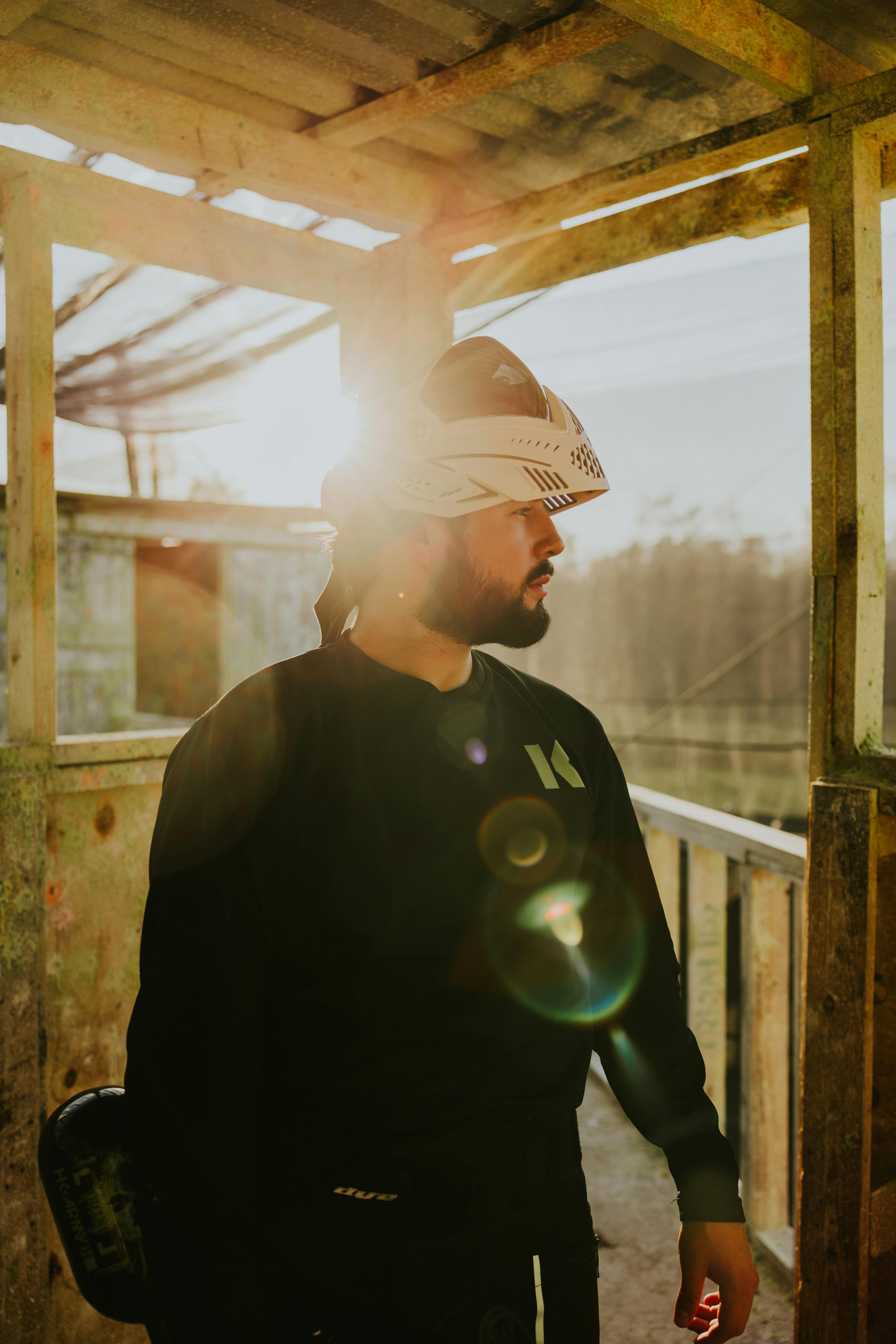 portrait of man in paintball goggles