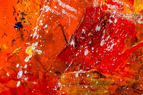 Lukisan Abstrak Oranye Dan Merah