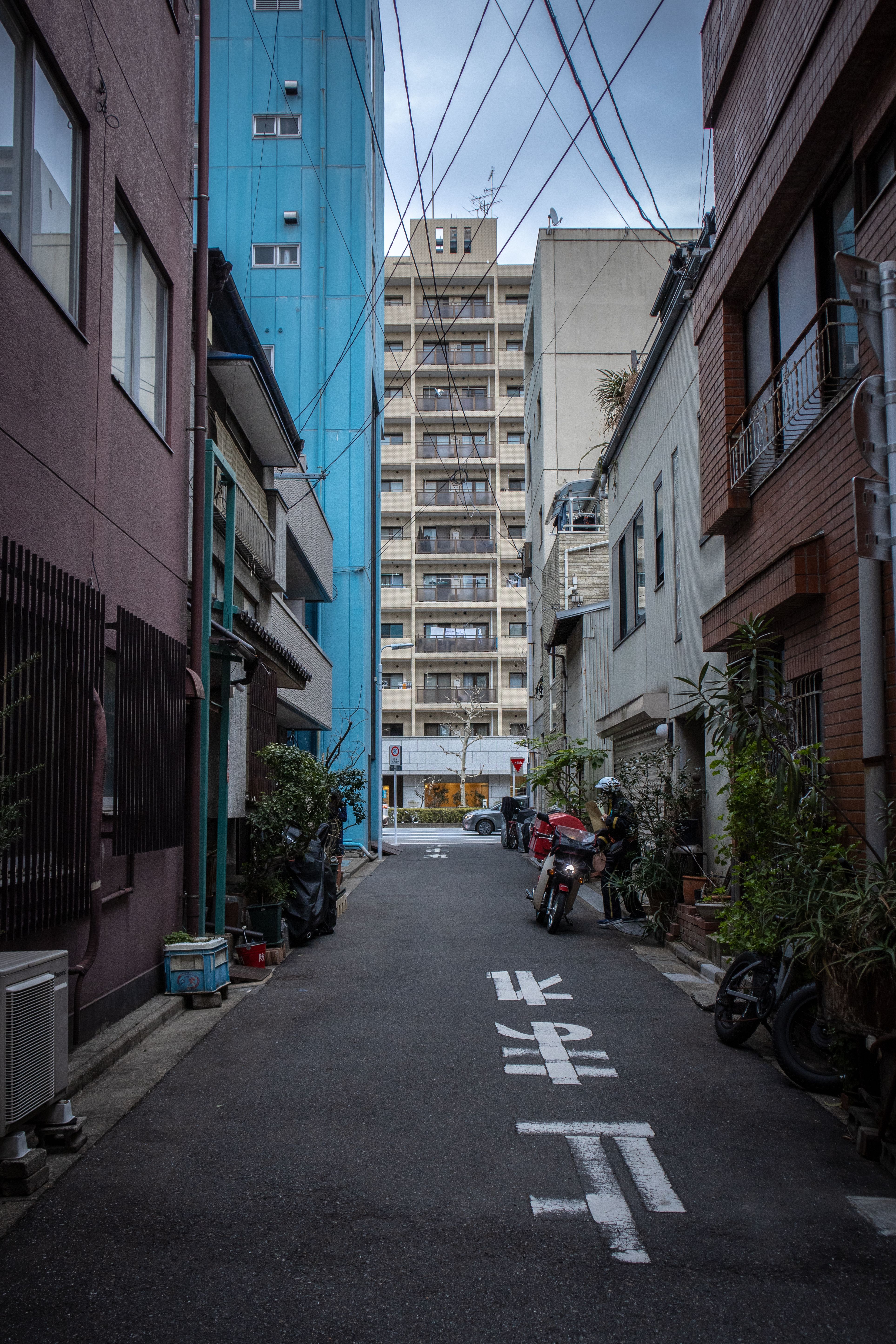 Tokyo city street with traditional architecture and urban character