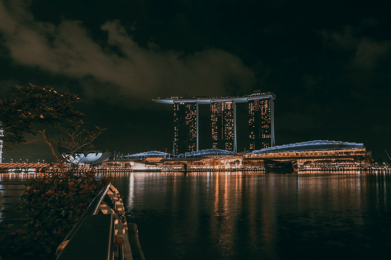 Nighttime cityscape of Marina Bay Sands Singapore