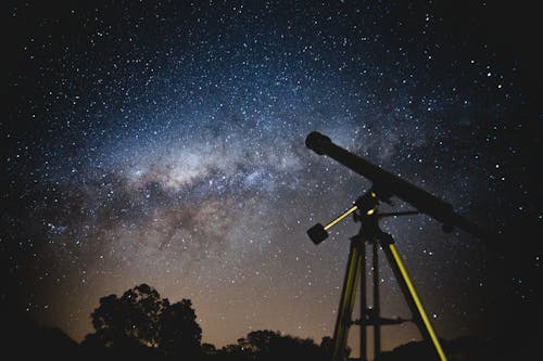 Black Telescope Under Blue And Blacksky