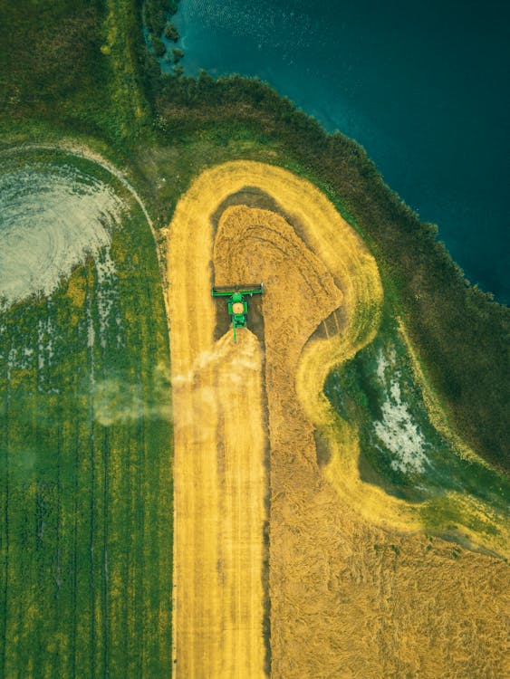 Harvester on Rural Field