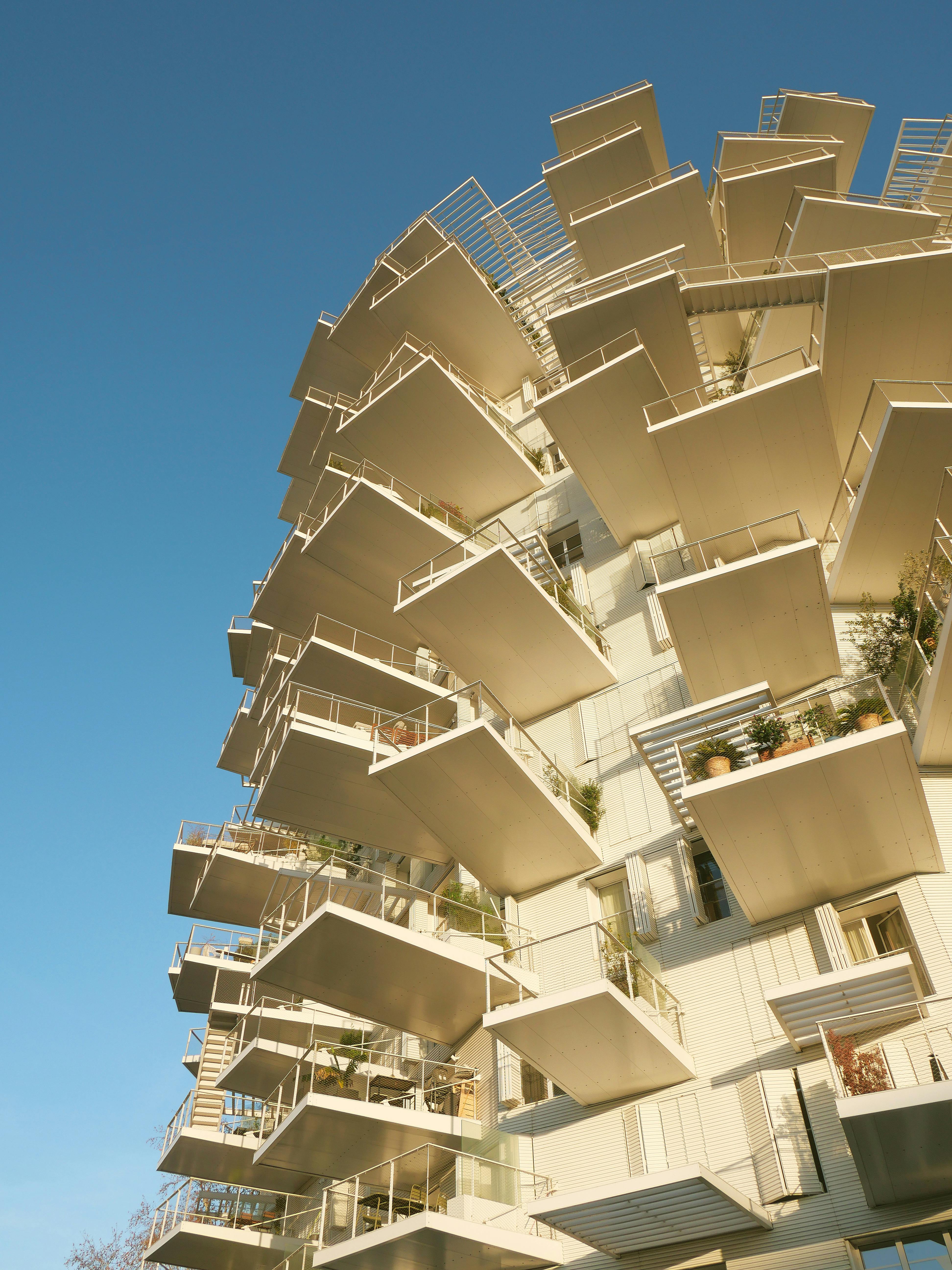 low angle shot of larbre blanc building in montpellier in france