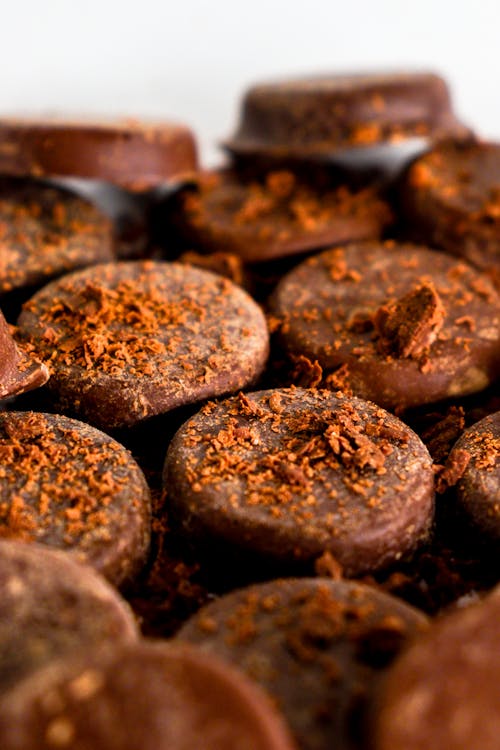 A close up of chocolate covered cookies