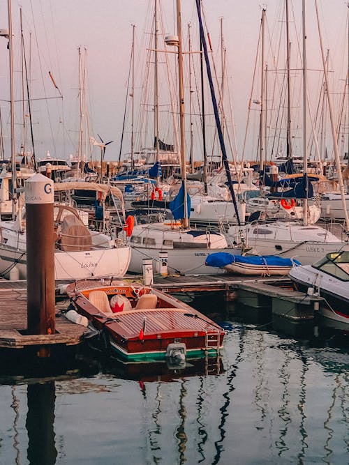 Foto profissional grátis de água, barcos, cair da noite