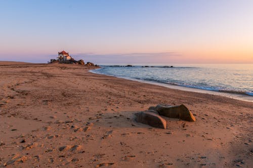 Stones on Beach at Sunset