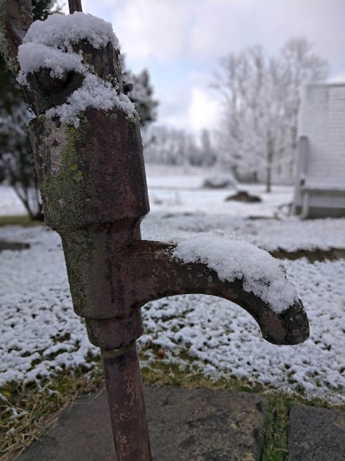 Free stock photo of snow, water pump