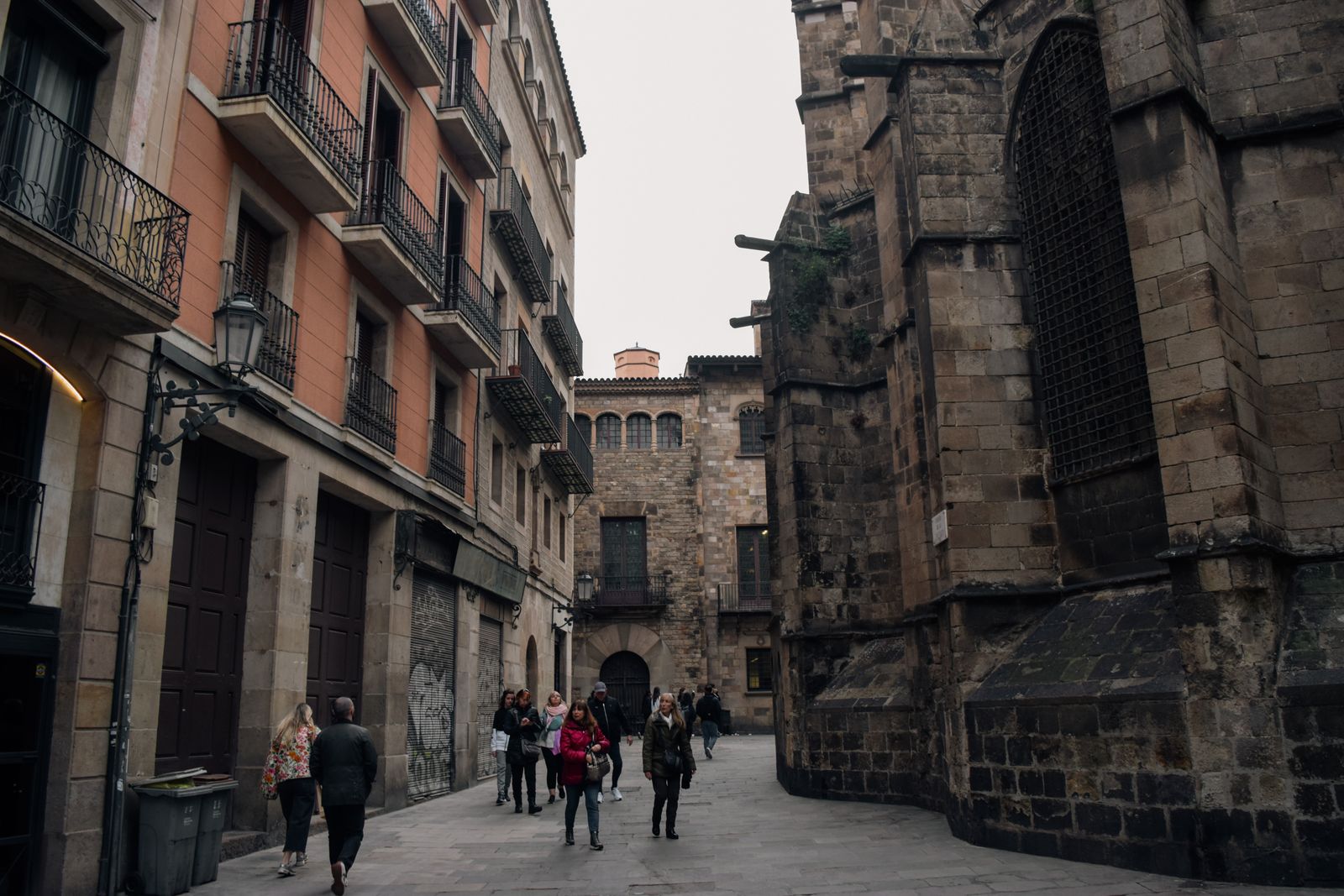 Narrow medieval streets like these make the Gothic Quarter a popular stop on walking tours.
