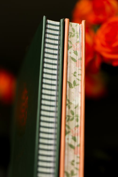 Close-up of Notebooks with Patterned Paper Edges