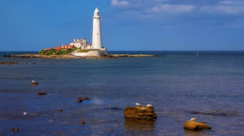 View of the St Marys Lighthouse, Whitley Bay, England, UK