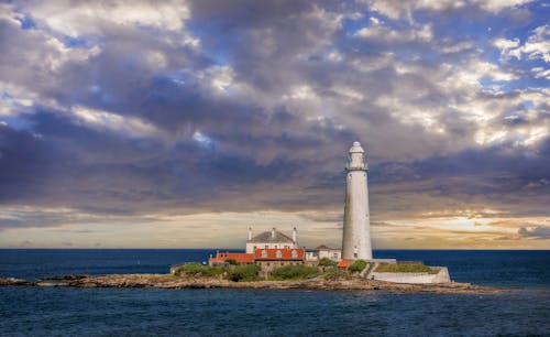 Thick Clouds over St Marys Lighthouse at Dusk