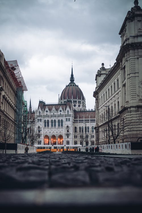 Orszaghaz behind Street in Budapest