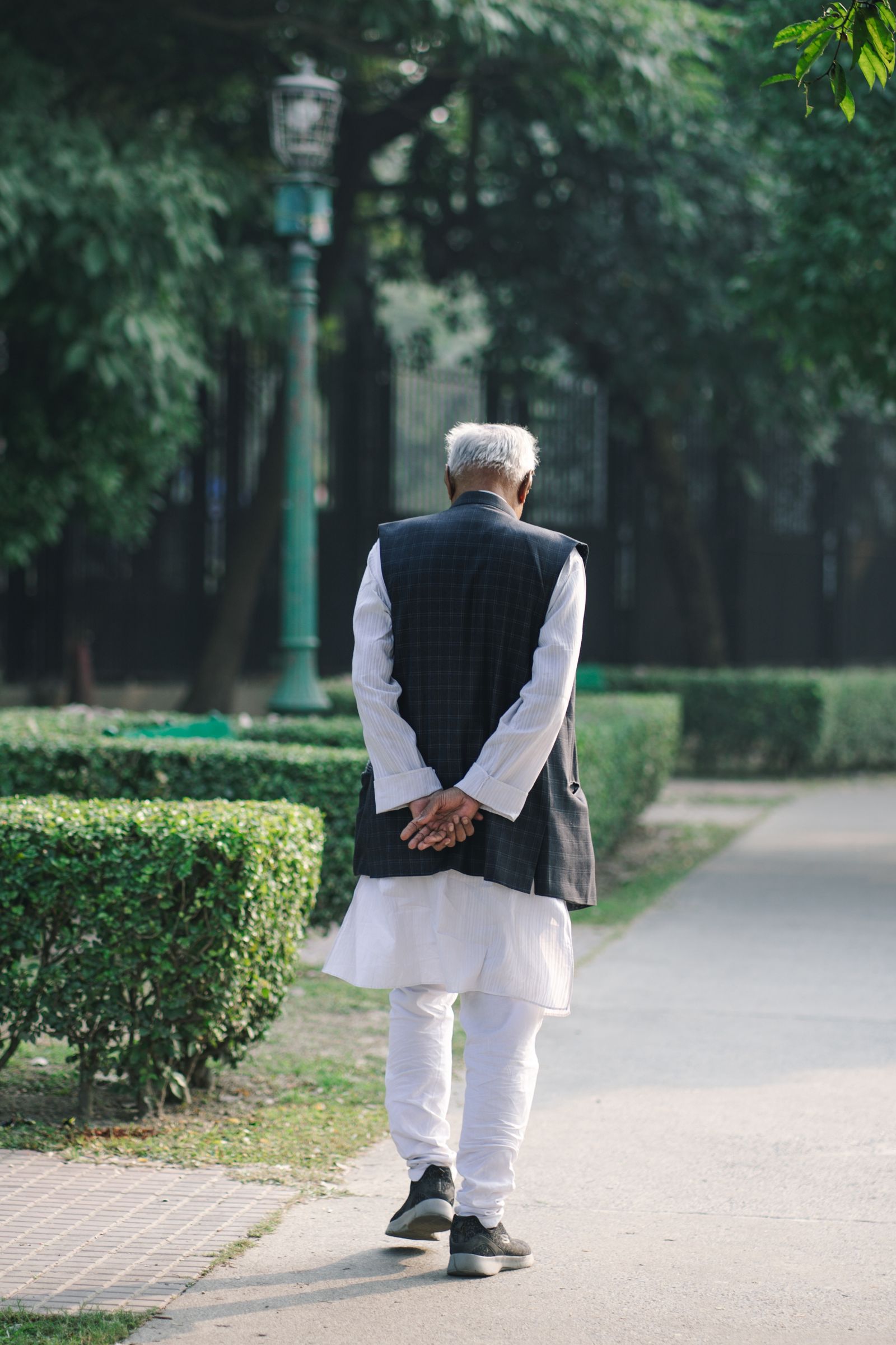 Mature man taking an easy outdoor walk