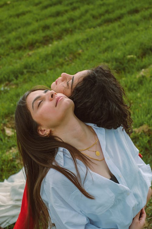 Free Women during Meditation Stock Photo