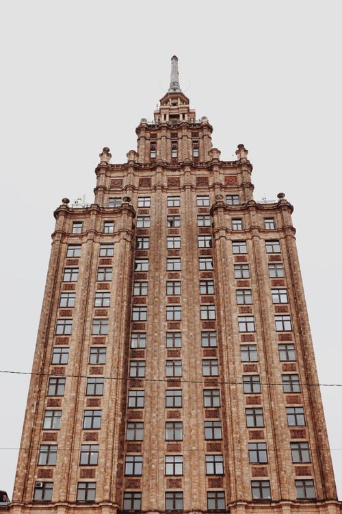 Free Explore the iconic Stalinist architecture of Riga, showcasing its historical grandeur. Stock Photo