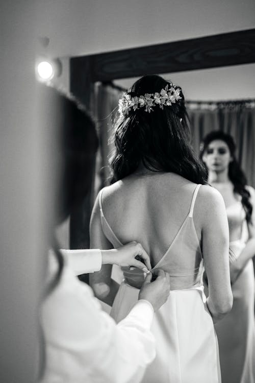 A bride getting ready for her wedding