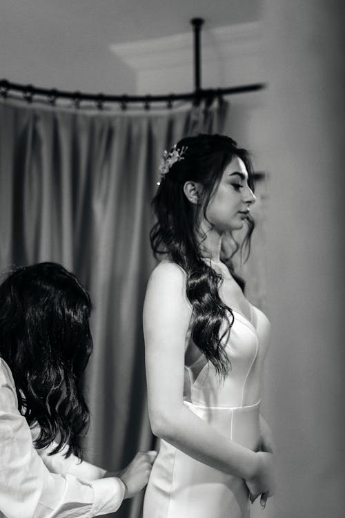 A bride getting ready for her wedding