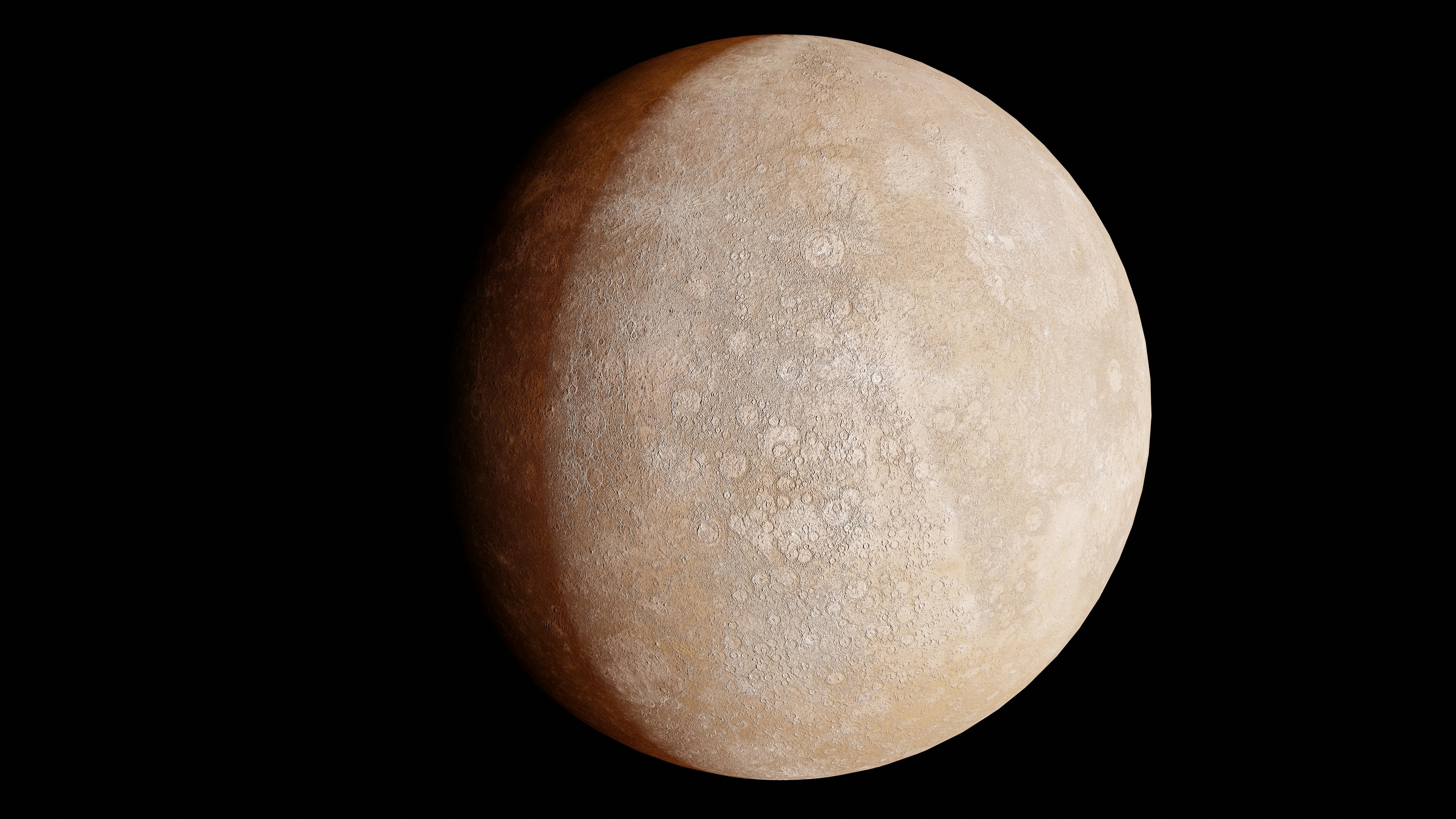 Realistic depiction of the planet Mercury against a black space background.