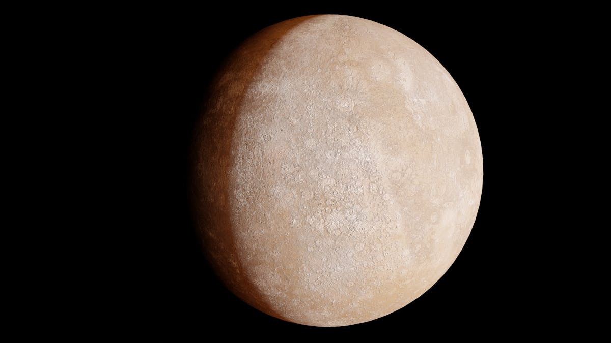 The planet Mercury against a black space background