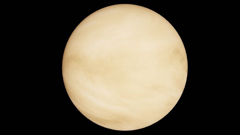 Planet Venus with its cloudy atmosphere against space