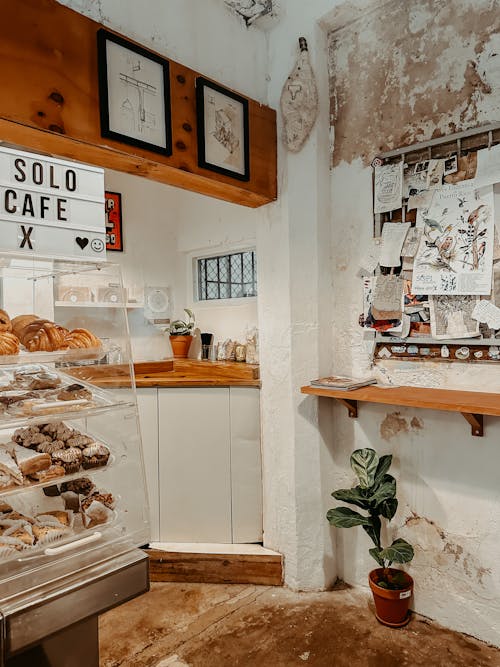 A bakery with a sign that says sold and a counter