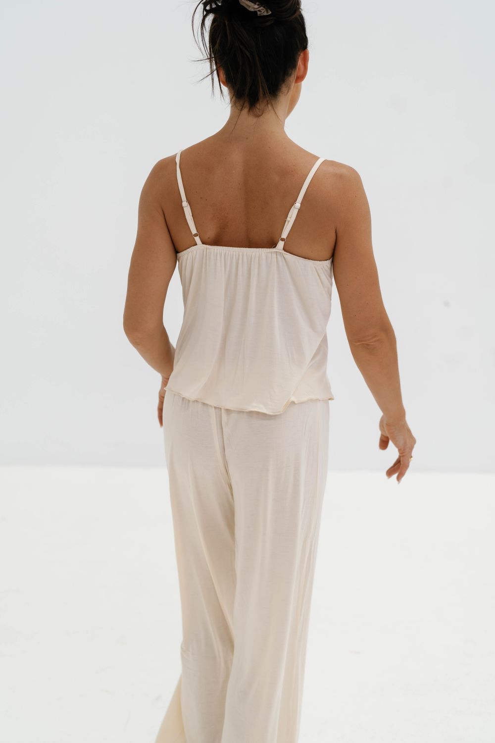 Pajama Back Back of White Pajamas with Spaghetti Strap Top · Free Stock Photo