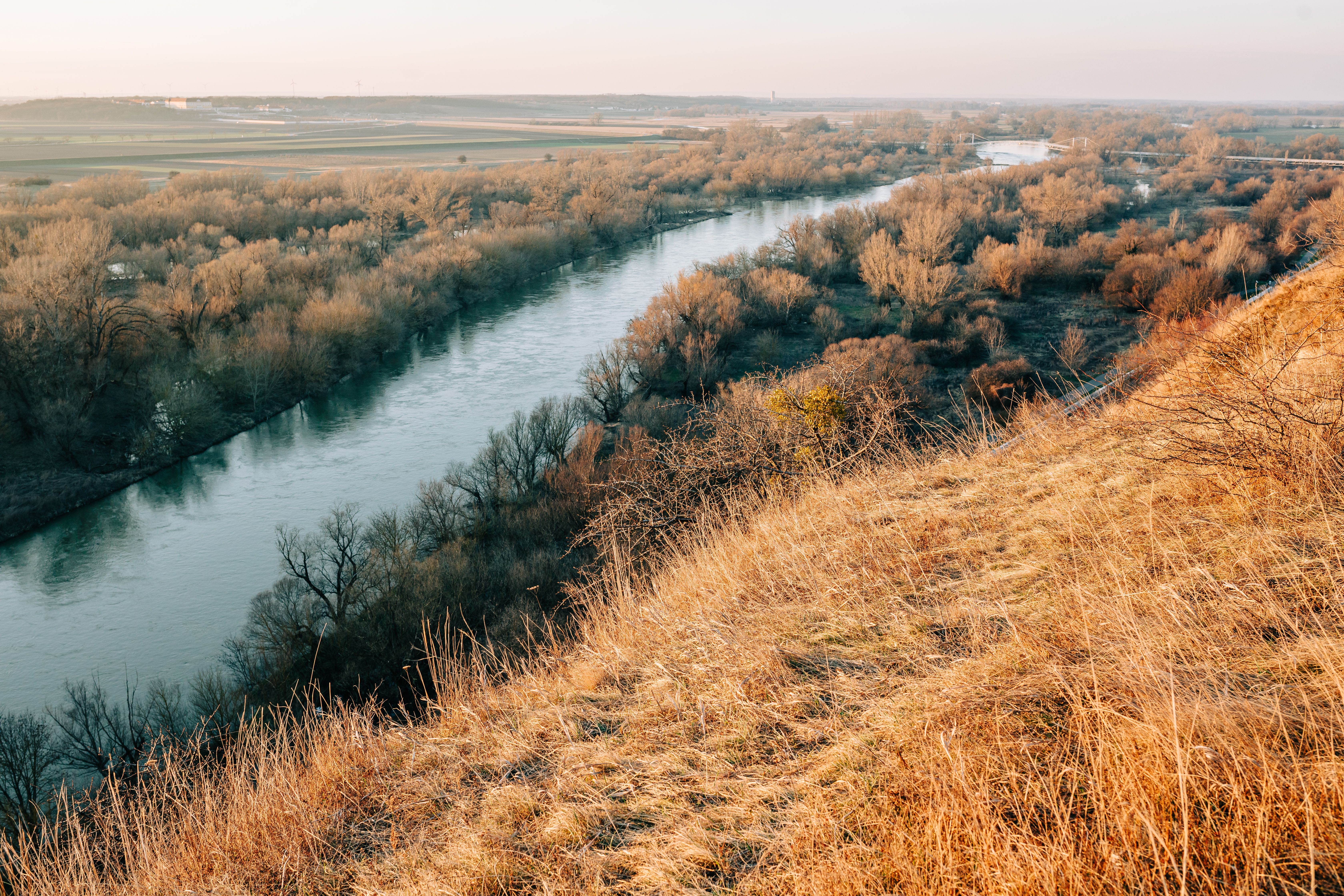 A river is flowing through a grassy field · Free Stock Photo