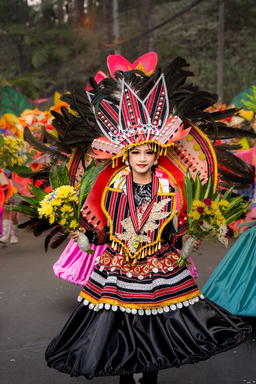 Free Colorful traditional Filipino festival attire during street parade in Baguio. Stock Photo