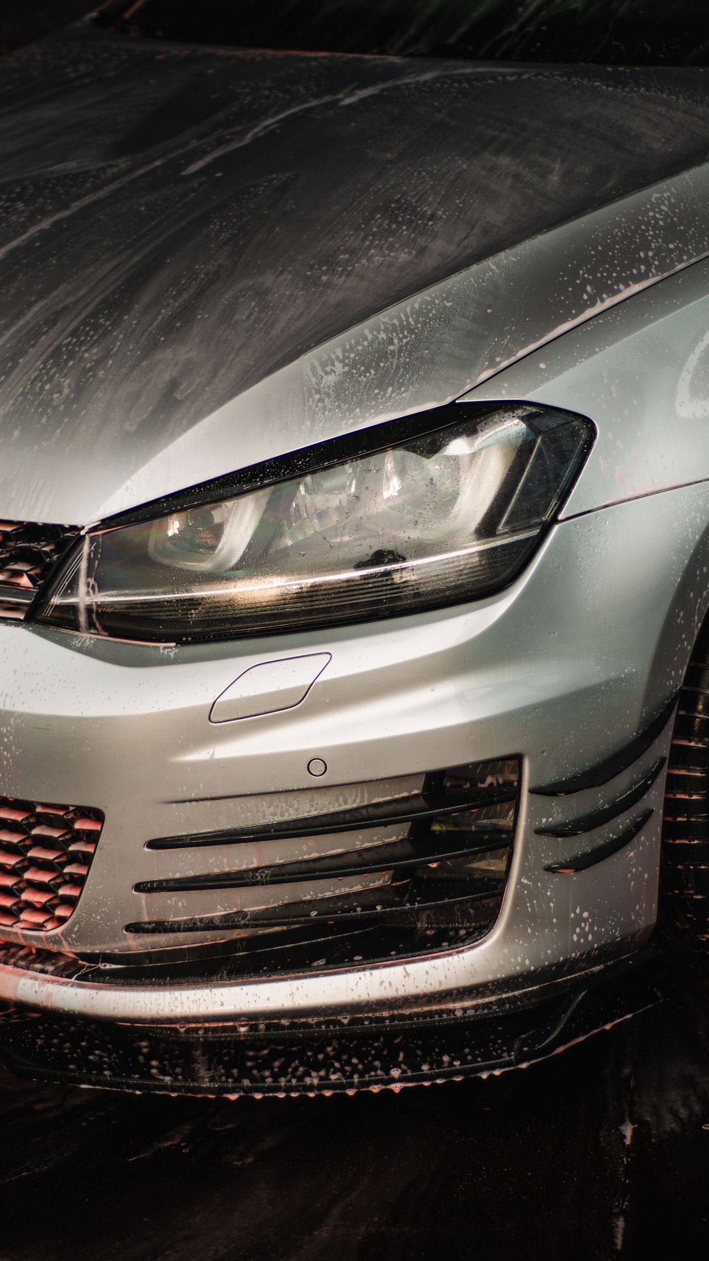 Exterior wash and polish, water droplets on paint